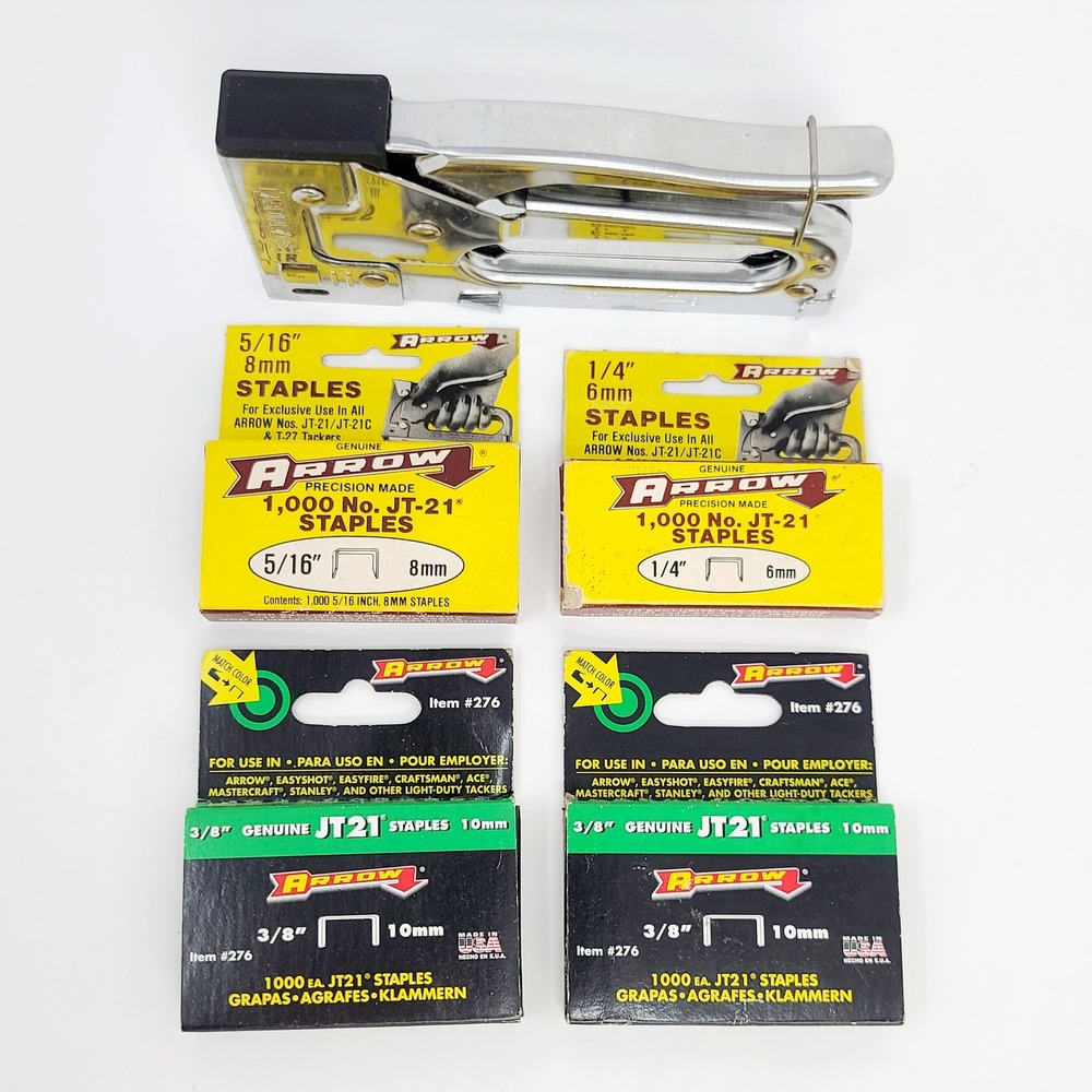 Stanley TR45 Staple Gun Bundle with 4000 Arrow JT21 Staples 1/4 5/16 3/8 Good